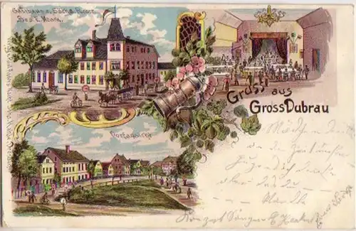 09530 Ak Lithographie Gruss aus Gross Dubrau 1903