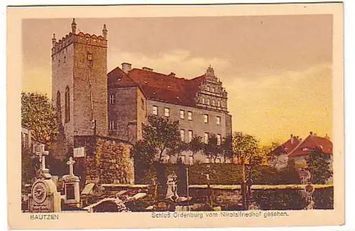 09517 Ak Bautzen Château d'Ordenbourg du cimetière de 1925