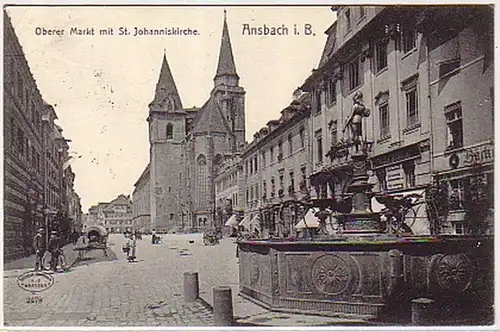 09484 Ak Ansbach dans Bayern Obermarkt 1909