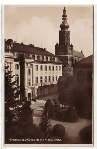 09481 Ak Greifswald Universität mit Nicolaikirche 1931