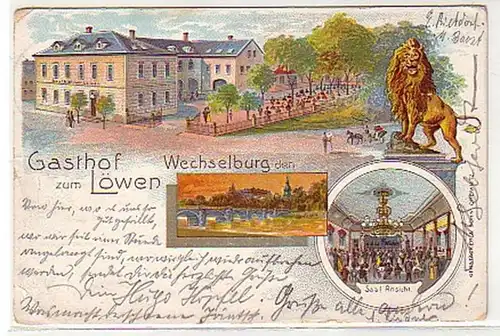 09475 Ak Lithographie Wechselburg Gasthof zum Löwen