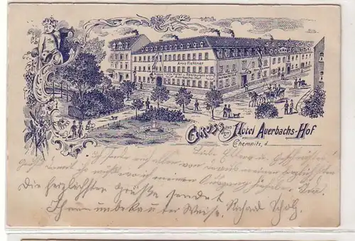 09438 Ak Gruß aus dem Hotel Auerbachs Hof Chemnitz 1902