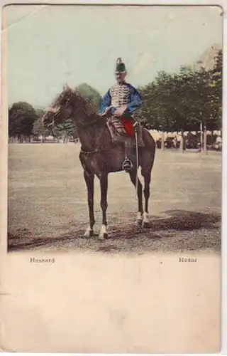 09428 Ak Husar in Uniform zu Pferde um 1900