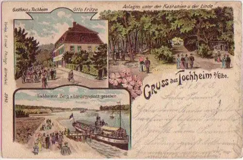 094115 Ak Lithographie Gruss de Tochheim a. Elbe 1903