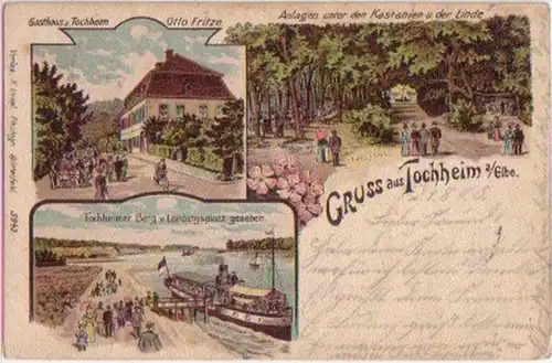 09415 Ak Lithographie Gruss aus Tochheim a. Elbe 1903