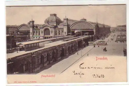 09412 Ak Dresden Gare centrale avec trains 1903