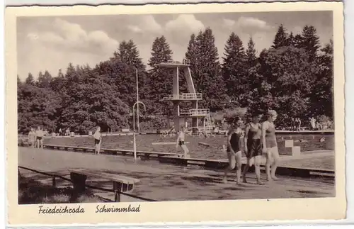 09396 Ak Friedrichroda Schwimmbad mit Turm 1949