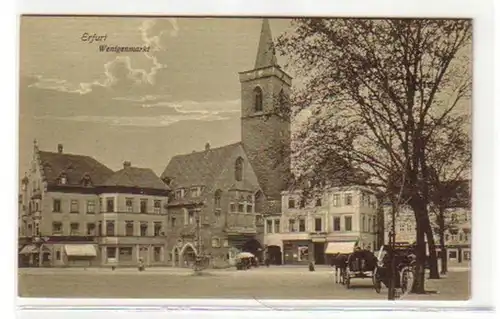 09392 Ak Erfurt Wenigenmarkt mit Kutsche um 1915