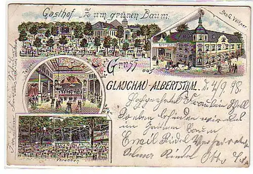 09379 Ak Gruss ausGlauchau Albertsthal Gasthof 1898