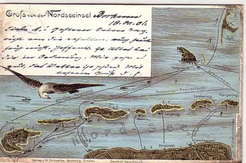 09349 Ak Gruß von der Nordseeinsel Borkum 1906