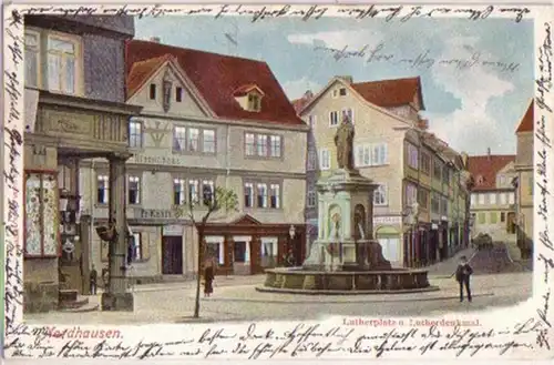 09331 Ak Nordhausen Lutherplatz & Lutherdenkmal 1900