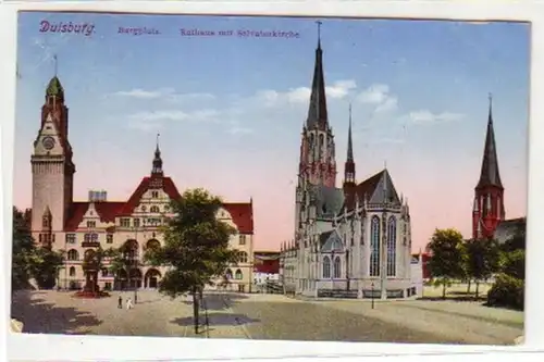 09264 Ak Duisburg Burgplatz avec mairie 1920