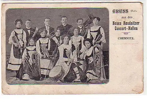09263 Salutation Ak des concert Hallen Chemnitz vers 1900