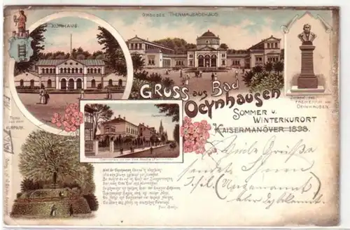 09235 Ak Lithographie Salutation de Bad Oeynhausen 1898