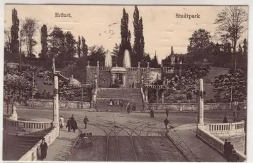 09212 Feldpost Ak Erfurt Stadtpark 1916