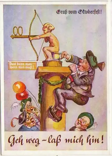 09211 Humor Ak Gruß vom Oktoberfest um 1950