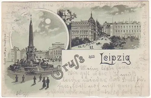 09196 Carte de la Lune Gruss de Leipzig 1901