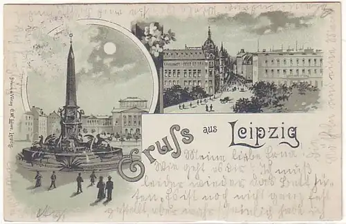 09196 Mondscheinkarte Gruss aus Leipzig 1901