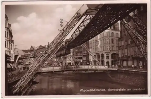 09147 Ak Wuppertal Elberfeld Schwebebahn am Islandufer