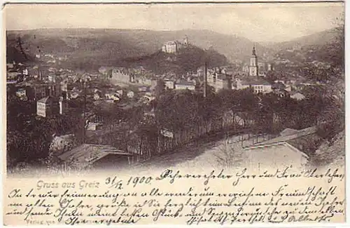 09124 Ak Gruss aus Greiz Totalansicht 1900