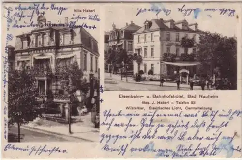 09119 Ak Bad Nauheim Rail & Gare Hotel 1911