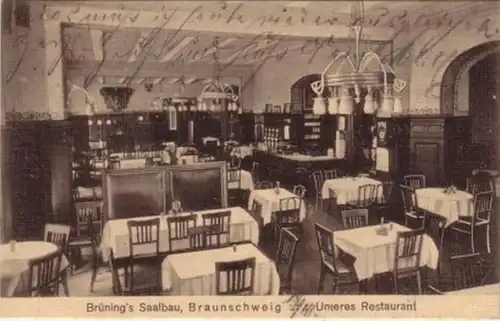 09108 Ak Braunschweig Brüning`s Saalbau Restaurant 1912