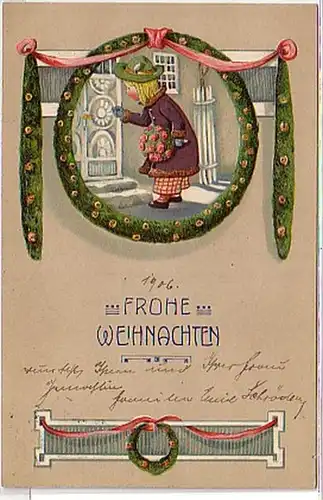 09099 schöne Präge Weihnachtskarte mit Kind 1906