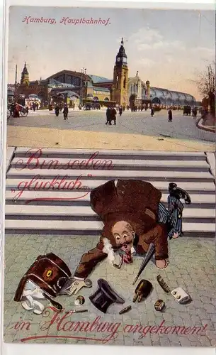 09091 Humor Ak Hamburg Hauptbahnhof um 1920