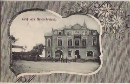 09088 Ak Gruß aus Unter Weissig Gasthof 1906