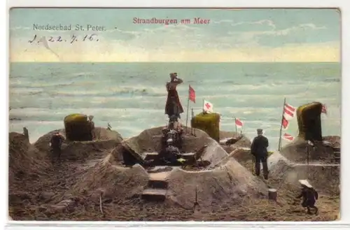 09079 Ak Mer du Nordbad St. Peter Strandburgen 1916