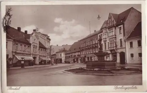 09078 Ak Stendal Sperlingsplatz avec fontaine 1941
