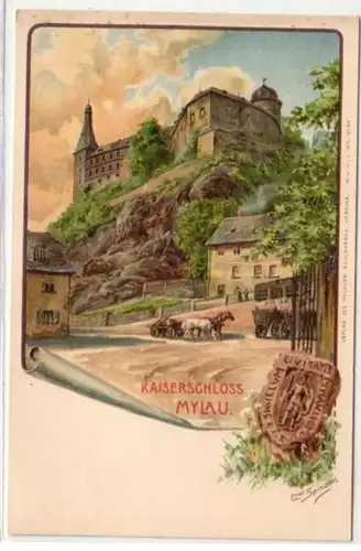 09055 Ak Lithographie Kaiserschloss Mylau um 1900