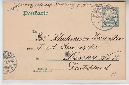 09048 entier Ak Colonie allemande DSWA tampon Grootfontein 1907
