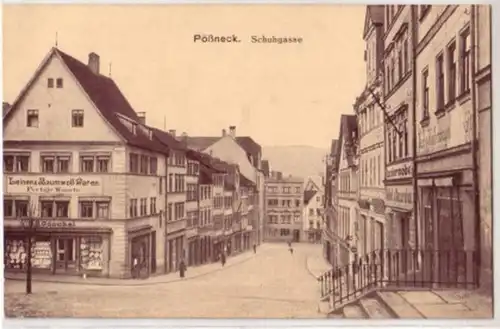 09037 Ak Pößneck Schuhgasse mit Wäschegeschäft um 1930