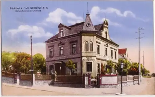 09036 Ak Kötzschenbroda Oberort Cafe Schönhals um 1920
