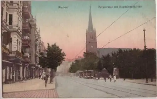 09029 Ak Rixdorf Bergstraße mit Magdalenenkirche 1909