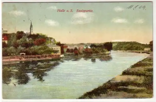 09006 Ak Halle an der Saale Saalepartie 1909