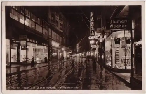 08993 Ak Hagen Elberfelderstraße la nuit 1937