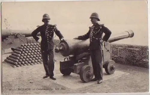 08987 Ak Monaco Carabiniers an Kanone um 1920
