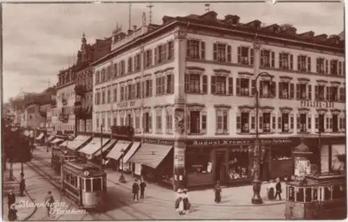 08978 Ak Mannheim Planken mit Straßenbahn 1925