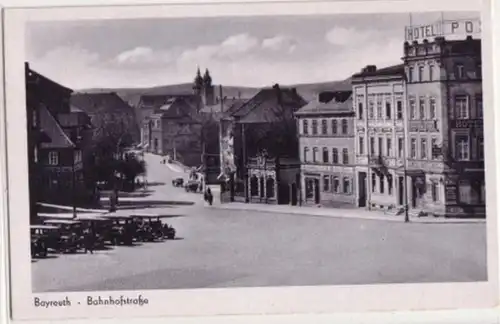 08975 Ak Bayreuth Bahnhofstraße Hotel Post vers 1940