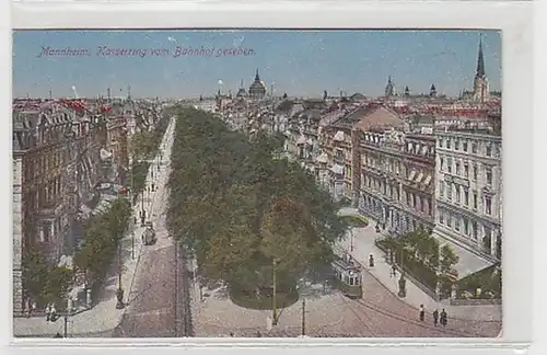 08972 Ak Mannheim Kaiserring vu de la gare vers 1920