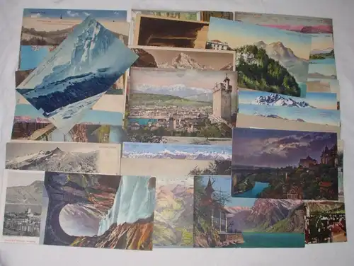 08937/ 35 meist farbige Ansichtskarten Schweiz um 1920