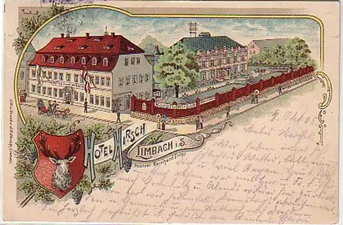 08916 Ak Lithographie Limbach in Sa. Hotel Hirsch 1905