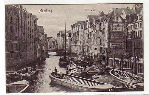 08897 Ak Hambourg Küterwall avec des bateaux vers 1920