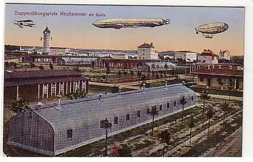 08894 Ak Zeppelin über Neuhammer am Queis um 1915