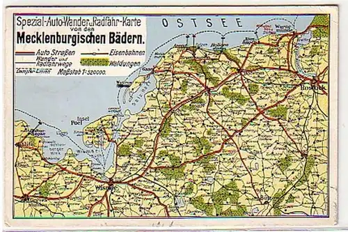 08893 Ak Wanderkarte Mecklenburgische Bäder 1937