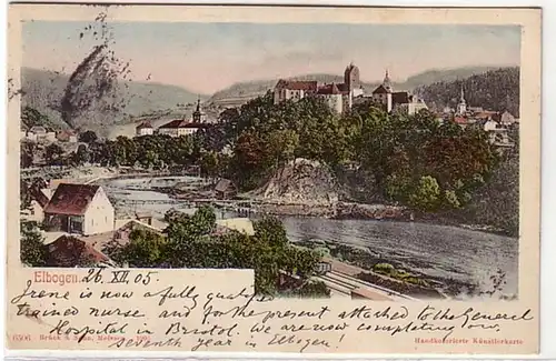 08891 carte d'artistes colorisés à la main Elblen 1905