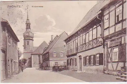 08887 Ak Zwönitz Kirchstraße mit Geschäft 1913