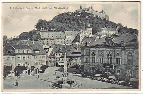 08873 Ak Kulmbach Marktplatz avec Plassenburg 1928